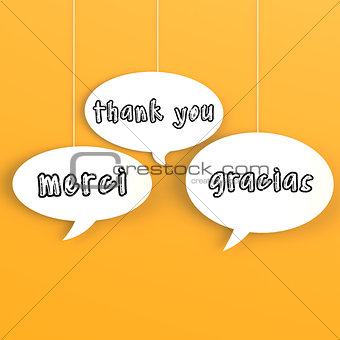 Thank you in foreign languages in the bubble speech 