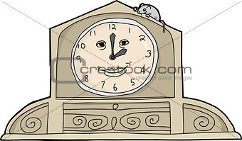 Mouse on Smiling Clock
