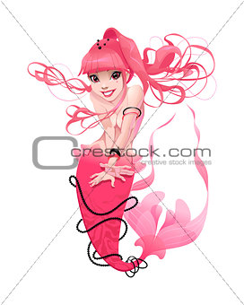 Young mermaid in pink