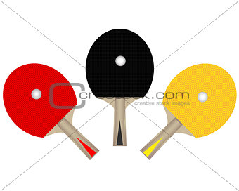 three table tennis rackets