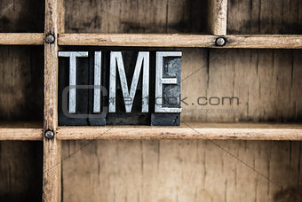 Time Concept Metal Letterpress Word in Drawer