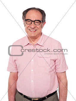 Cheerful senior citizen wearing eyeglasses