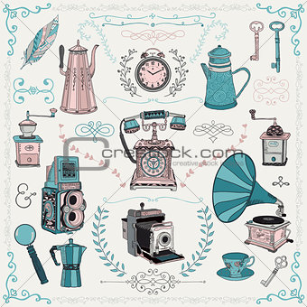 Vintage icons and design elements