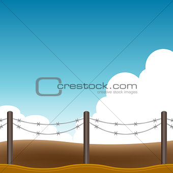 Barbed Wire Fence Background