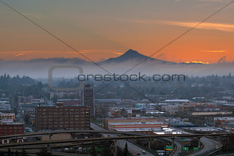 Portland City Eastside at Sunrise
