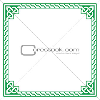 Celtic green frame, border pattern - vector