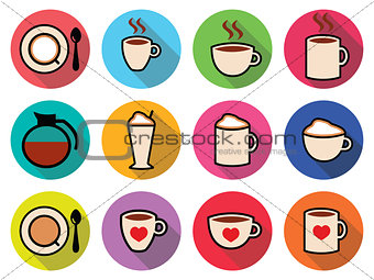 Coffee vector icons set in color