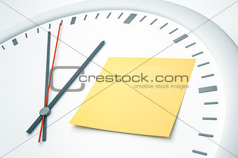 clock with sticky note