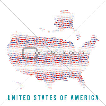 USA map square pixels,  white background