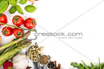 vegetables on a white