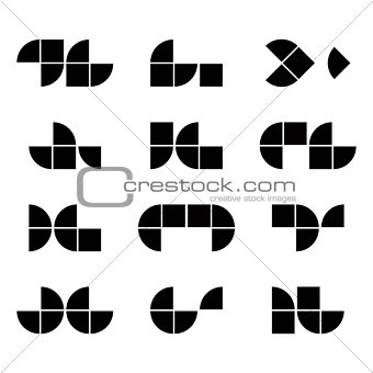 Abstract geometric simplistic symbols set, vector abstract icons