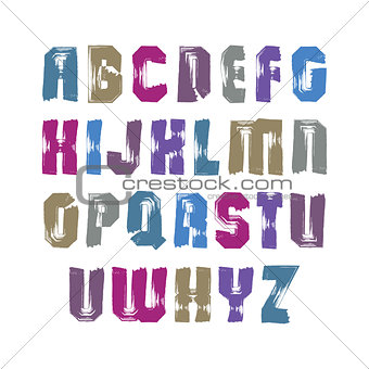 Uppercase calligraphic brush letters, hand-painted bright vector