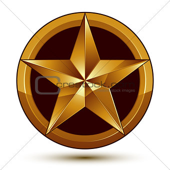 3d vector classic royal symbol, sophisticated golden star emblem