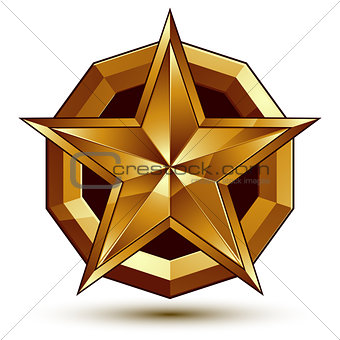Royal golden geometric symbol, stylized golden star, best for us