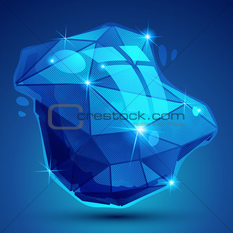 Plastic pixilated glossy 3d cybernetic model, reflective colored