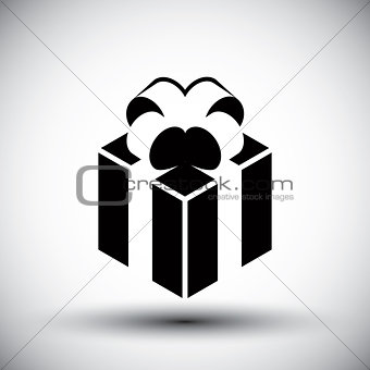 Gift box simple single color new idea vector symbol.