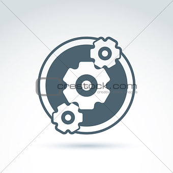 Gears and cogs system theme icon, vector conceptual stylish symb