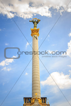 statue of independence, Ukraine with clouds