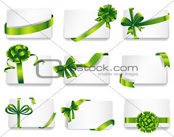 Beautiful cards with green gift bows.