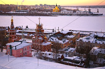 Sunset in winter Nizhny Novgorod