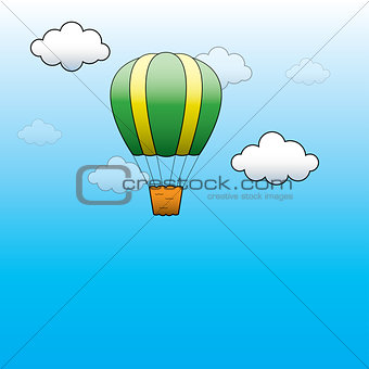 Vector Bright Hot Air Balloon flying in the blue sky