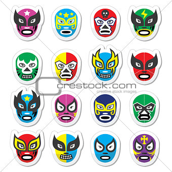Lucha libre, luchador mexican wrestling masks icons