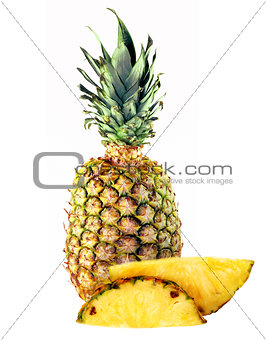 big pineapple and slices