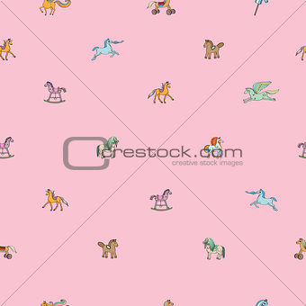 pink sparse pattern with toy horses