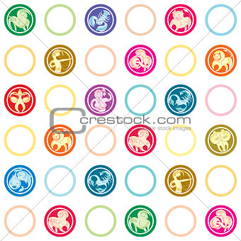 zodiac signs retro pattern