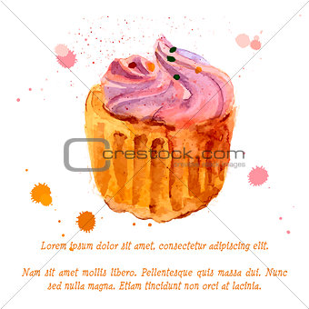 Cupcake with colorful shavings and cream decoration