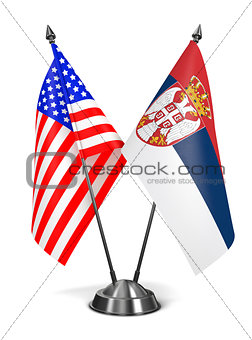 USA and Serbia - Miniature Flags.