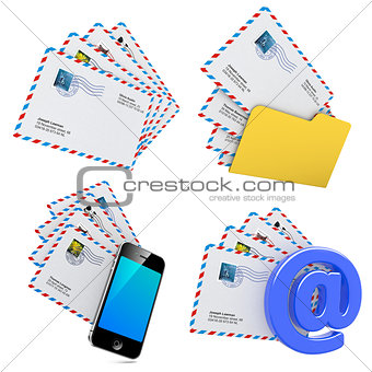 Set of E-mail and Internet Messaging Concept. 3D.
