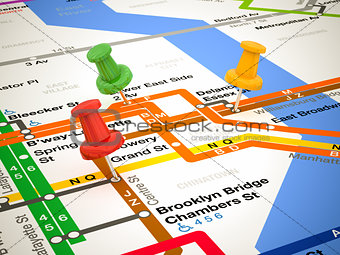 3d pins and subway map
