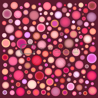 many pink orange bubbles on deep red