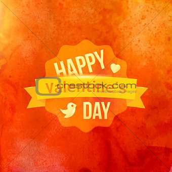Watercolor Happy Valentines Day Typography Vector Background.