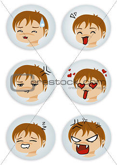 badges with manga faces