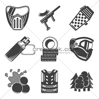Paintball black vector icons