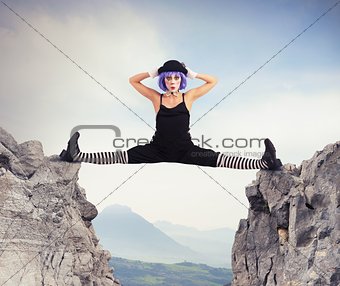 Clown between two mountains