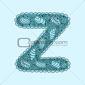 Cute letter Z. Floral monogram Z
