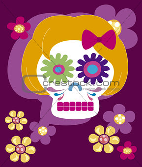 girl skulll with flowers