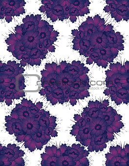 Pattern with drawing violet flowers