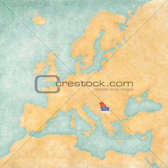Map of Europe - Serbia (Vintage Series)