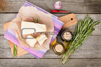 Parmesan cheese, herbs and spices