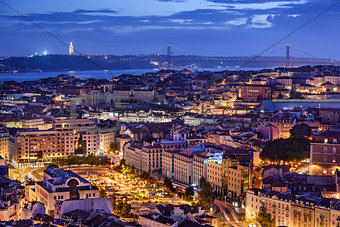 Lisbon, Portugal Skyline at Night