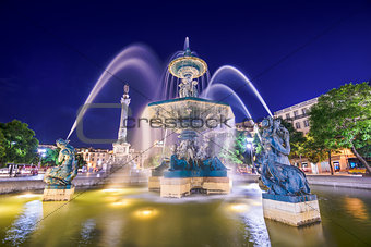 Rossio Square Fountain of Lisbon