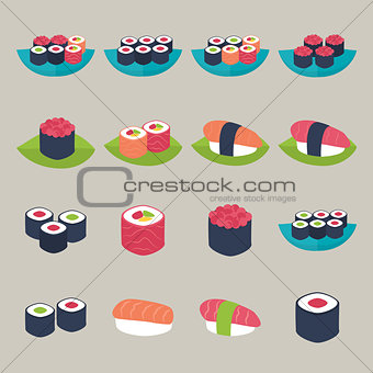 Sushi set over beige