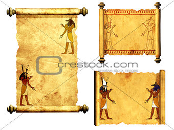 Set of scrolls with Egyptian gods images - Anubis and Horus