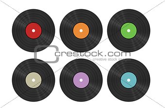 six vinyl discs