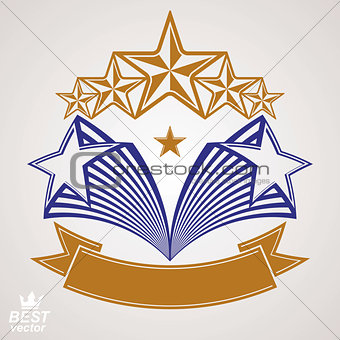 Vector stylized royal symbol. Aristocratic graphic emblem with f