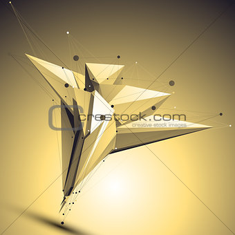 Complicated abstract gold 3D illustration, vector digital eps8 l